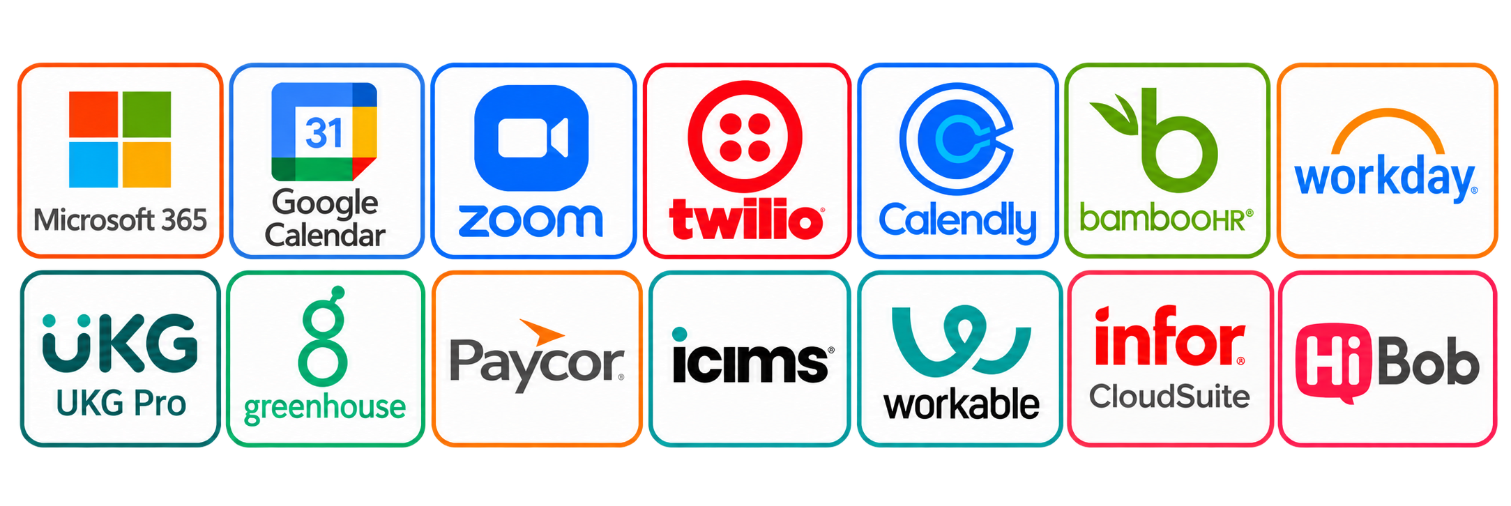 Examples of HR technology and recruiting platform logos