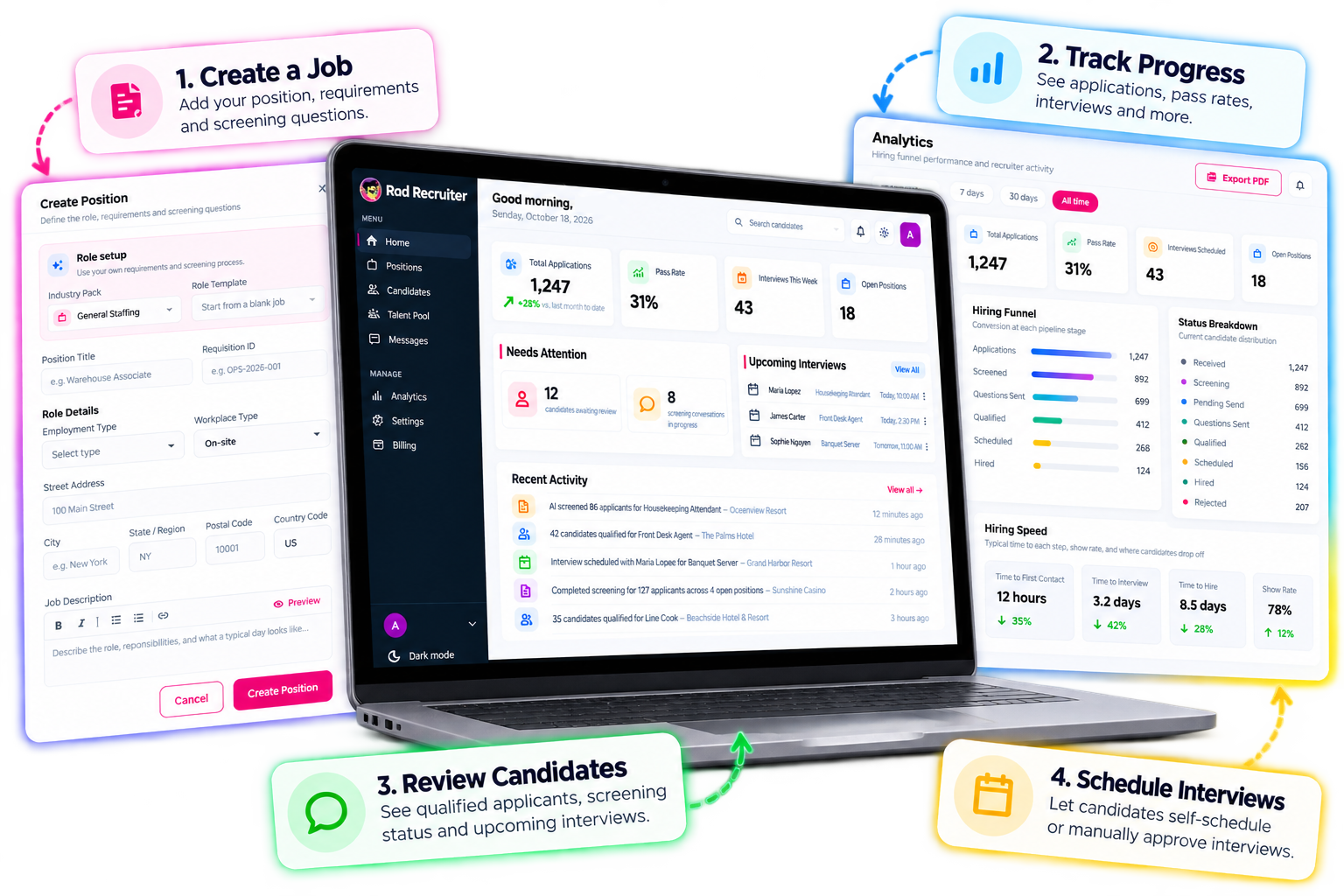 Rad Recruiter AI recruiting software interface